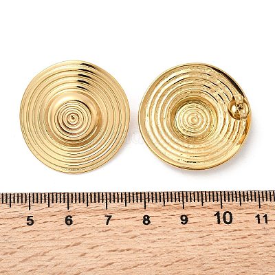 Плоские круглые серьги-гвоздики из нержавеющей стали 304 EJEW-K268-53B-G-1