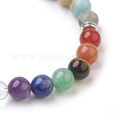 Натуральный цветок амазонитовые бусины эластичные браслеты BJEW-JB03846-05-1