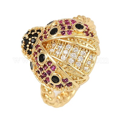 Латунные кольца-манжеты с микро-паве RJEW-P155-03G-1