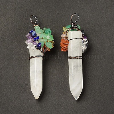 7 большие подвески из натурального кварцевого кристалла с заостренными чакрами G-C012-01R-11-1