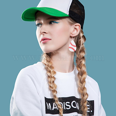 8 пара 8 стильных серег-капель из искусственной кожи с рисунком в спортивном стиле EJEW-AN0001-79-1