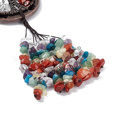 7 чакра драгоценный камень чип дерево жизни подвески украшения G-F733-06A-1