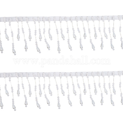 2 ярд полиэстера с пластиковыми бусинами-кисточками в виде искусственных жемчужин OCOR-GF0004-99A-1
