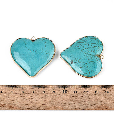Подвески в форме сердца из окрашенной синтетической бирюзы TURQ-T004-30A-1