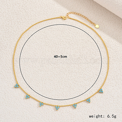 Серебряное ожерелье с подвеской в виде треугольника из голубого циркония S925 для женщин ZJ0502-1