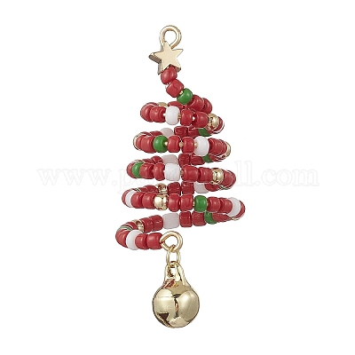 3 шт. большие подвески на елку из двухцветного стеклянного бисера PALLOY-TA00330-1