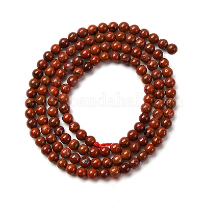Натуральный красный яшма нити круглый шарик G-A130-3mm-08-01-1
