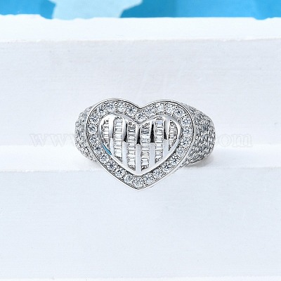 Латунные кольца-манжеты с микропаве и прозрачным цирконием для женщин RJEW-G347-01P-1