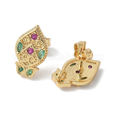 Серьги-гвоздики из латуни с микроцирконием KK-S516-01G-1