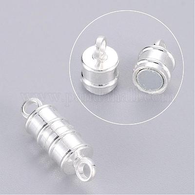 Магнитные застежки из латуни с серебряным покрытием и петлями X-KK-MC026-S-1