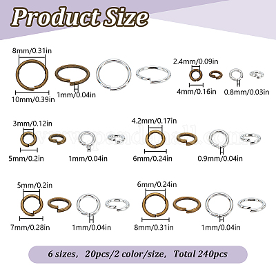 240 шт. 12 стиля открытых соединительных колец KK-LP0001-35-1