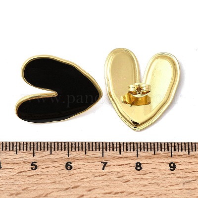 Серьги-гвоздики Heart 201 из нержавеющей стали с эмалью EJEW-Z151-12G-02-1
