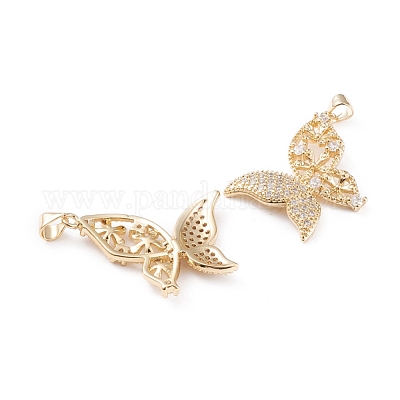 Латунные микропаве прозрачные подвески с фианитом KK-F814-13G-1