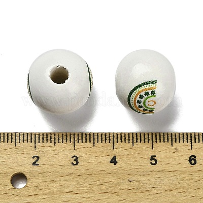 Серия ко дню святого патрика печатные деревянные европейские бусины схима WOOD-V002-01C-1