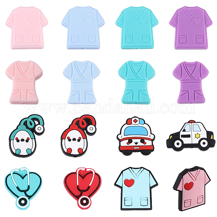 16 шт. 16 стиля медицинских тематических пищевых экологически чистых силиконовых фокусных бусин SIL-CA0003-31-1