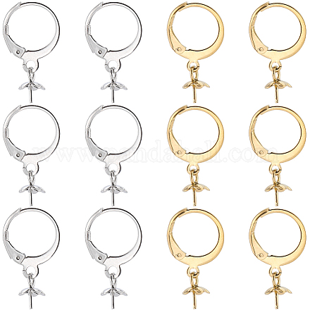 60 шт. 2-х цветная фурнитура для сережек из нержавеющей стали 304 STAS-SC0006-48-1