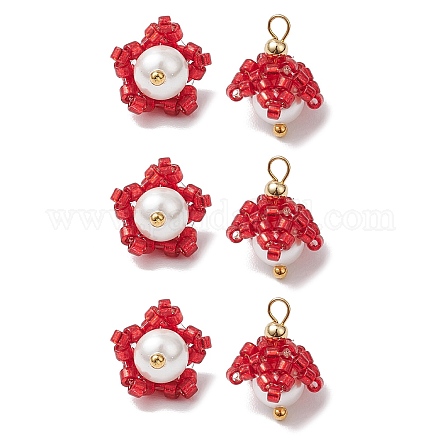 Подвески-цветы из бисера в форме цилиндра PALLOY-MZ00705-03-1