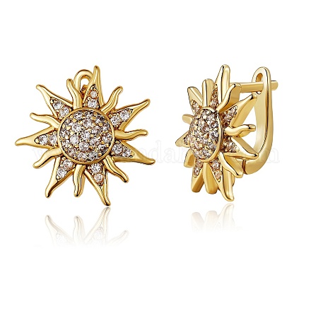 Серьга-кольцо в форме солнца из прозрачного кубического циркония для нее EJEW-SZ0001-53-RS-1