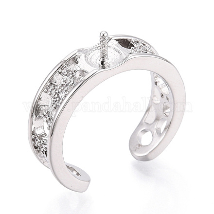 Оправы для колец-манжет из латуни с микропаве из прозрачного кубического циркония KK-T076-59P-1