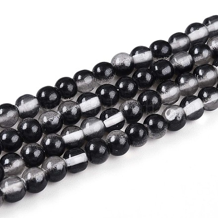 Запекание окрашенные прозрачные стеклянные бусины нити X1-DGLA-N011-4mm-10-1