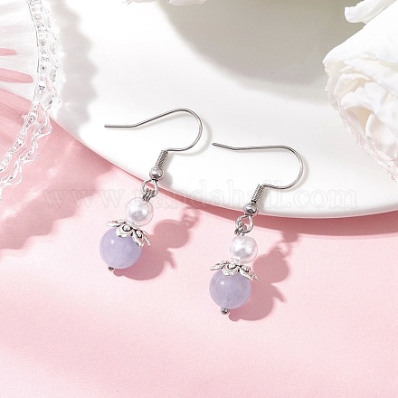 Круглые серьги-подвески из натурального аквамарина EJEW-JE06413-01-1