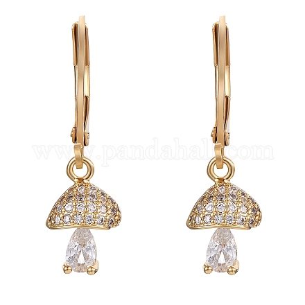 Прозрачные серьги с фианитами и грибами EJEW-SW00011-24-1