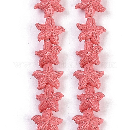 Нити резных бусин синтетического коралла CORA-K009-06A-08-1