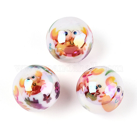 Непрозрачные акриловые бусины с принтом в виде океана MACR-T048-07A-1