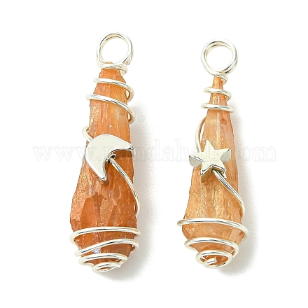 2 шт. подвески из натурального кварцевого кристалла с гальваническим покрытием PALLOY-JF03174-02-1