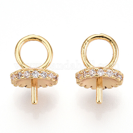 Латунные микропейв прозрачные кубические циркониевые шпильки KK-N254-171G-1