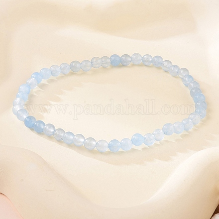 Браслет из круглых бусин натурального аквамарина диаметром 4 мм для мужчин KG3069-23-1