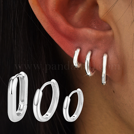 Простые геометрические серебряные серьги-кольца UA6918-2-1