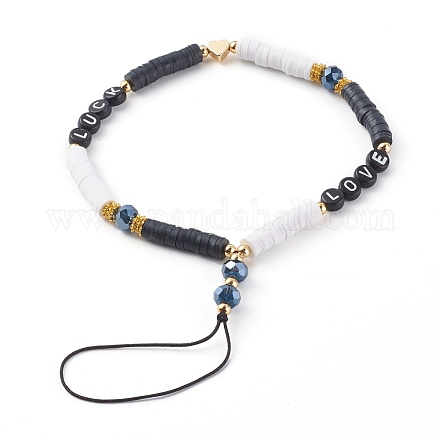 Мобильные ремешки из полимерной глины хейши из бисера HJEW-JM00466-1