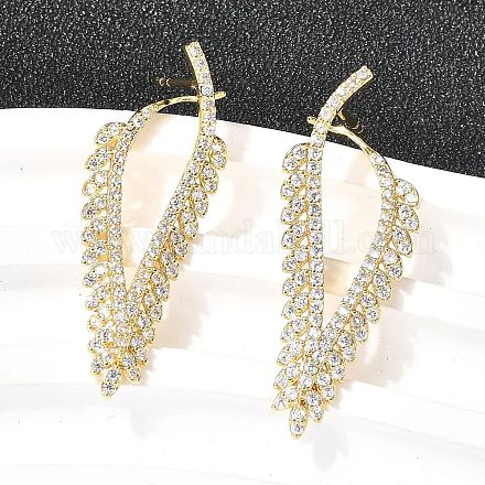 Треугольные серьги-гвоздики из латуни с микропаве и прозрачными циркониями EJEW-P322-07G-1