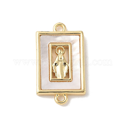 Латунный паве натуральный белый ракушка религиозные соединители подвески KK-S522-04A-G-1