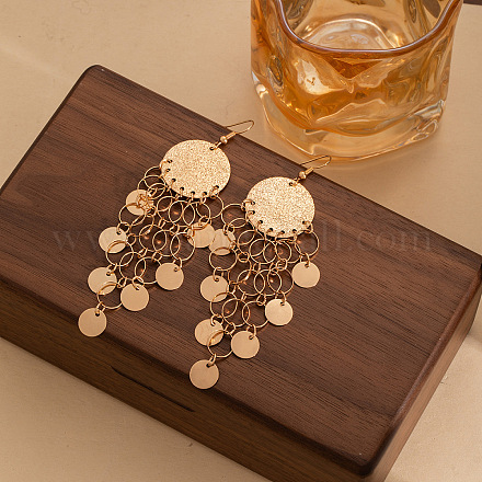 Серьги-люстры с плоскими круглыми кисточками из сплава FS-WGE34C8-01-1