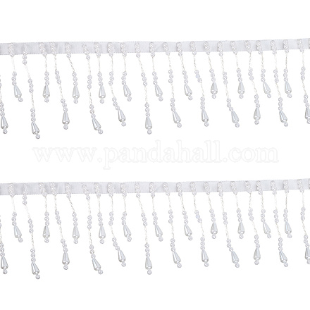 2 ярд полиэстера с пластиковыми бусинами-кисточками в виде искусственных жемчужин OCOR-GF0004-99A-1