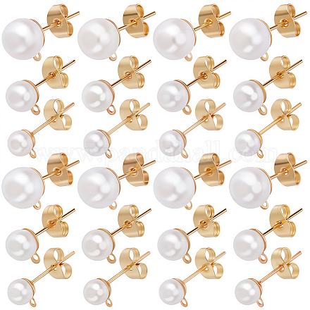 120 шт. 3 размера железных сережек-гвоздиков STAS-SP0001-51G-1