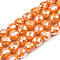 Electroplate Opaque Solid Color Glass Beads Strands, AB Color Plated, Faceted, Strawberry, Dark Orange, 6x6mm, Hole: 1.4mm, about 97~99Pcs/strand, 57.5~58.5cm