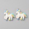Rainbow Color Opaque Resin Pendants, Glitter Powder Charms, with Platinum Plated Iron Loops, Colorful, Unicorn, 25x22.5x5mm, Hole: 1.7mm