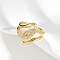 Brass Micro Pave Cubic Zirconia Adjustable Cuff Rings, Rack Plating, Long-Lasting Plated, Cadmium Free & Lead Free, for Women, Real 18K Gold Plated, 20mm, Inner Diameter: Adjustable