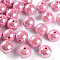 Opaque Acrylic Beads, AB Color Plated, Round, Hot Pink, 16x15mm, Hole: 2.8mm