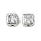 Brass Clear Cubic Zirconia Beads, Square, Platinum, 8x8x4.5mm, Hole: 1.2mm