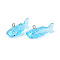 Sea Animal Theme Transparent Resin Pendants, Little Shark Charms with Platinum Tone Iron Loops, Deep Sky Blue, 12.5x13.5x28.5mm, Hole: 2mm