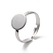 Non-Tarnish 304 Stainless Steel Pad Ring Settings, Flat Round, Stainless Steel Color, US Size 7 1/4(17.5mm), Tray: 10mm