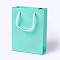 Kraft Paper Bags, with Handles, Gift Bags, Shopping Bags, Rectangle, Aquamarine, 20x15x6.2cm