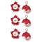 Cylinder Seed Beaded Flower Pendants, with Round Shell Pearl Beads & Golden Brass Loop, FireBrick, 15x10~11mm, Hole: 2mm