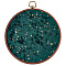 Galaxy Enamel Pin Hoop, Corduroy Wall Hanging Brooch, Flat Round, Dark Green, 240x215x10mm, Hole: 17.5x22.5mm