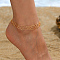 Beach Style Adjustable Heart Charm Anklets for Women, 18K Gold Plated