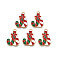 Rack Plating Alloy Enamel Charms, Cadmium Free & Nickel Free & Lead Free, Light Gold, Christmas Candy Cane, Dark Red, 24x16.5x2mm, Hole: 2mm
